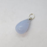 Sterling Silver Blue Lace Agate Drop Charm Pendant Vintage c1970s