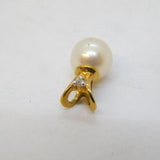 9ct Yellow Gold, Diamond & Pearl Set Drop Pendant Vintage c1980s