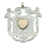 Victorian Sterling Silver & Gold Love Heart Fob Medal Antique 1901 Birmingham
