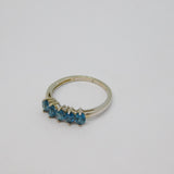 Sterling Silver 5 Marquis Cut Sapphire Dress Ring Vintage c1970 Size N 1/2