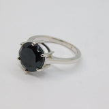 Sterling Silver Black Onyx Solitaire Statement Ring Vintage c1970 Size N 1/2