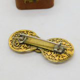 Art Nouveau Gold Plated Floral Brooch with Malachite Antique c1880