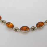 Sterling Silver 9 Oval Baltic Amber Panel Form Bracelet Vintage c1990's
