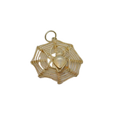 Sterling Silver Spider In Web Charm Or Pendant Vintage c1970s