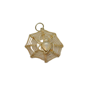 Sterling Silver Spider In Web Charm Or Pendant Vintage c1970s