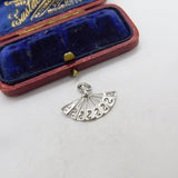 Sterling Silver Oriental Fan Charm Pendant Vintage c1970