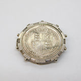 Victorian Sterling Silver Shilling Coin Spinner Brooch Antique 1887