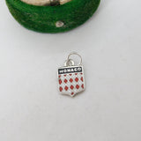 Sterling Silver & Enamel Monaco Shield Pendant Vintage c1970