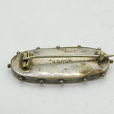 19th Century Boxed Sterling Silver Floral Micro Mosaic Brooch Pin Antique c1890s