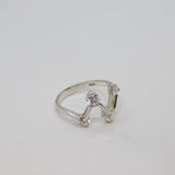 Sterling Silver CZ Zigzag Modernist Dress Ring Vintage c1970 Size P 1/2