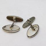 Pair of Gents Sterling Silver Abalone Set Cufflinks Vintage c1970