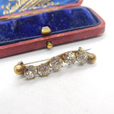 Victorian Rolled Gold Diamond Paste Wave Form Brooch Antique c1860