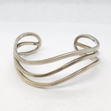 Sterling Silver Wave Pattern Bangle Bracelet Vintage c1970s