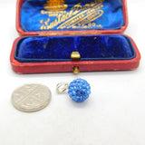 Sterling Silver Ocean Haze Glitter Ball Charm Pendant Vintage c1970