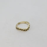 Sterling Silver Stamped Moon & Stars Pattern Wavy Band Ring Vintage c1970 Size J