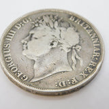 King George IV Silver First Bust Crown Coin 1821 Secundo Edge Fair Antique
