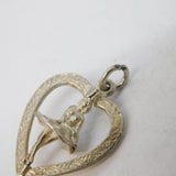 Sterling Silver Ballerina in the Heart Charm Pendant Vintage c1970