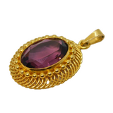 Sharmaine Paris Gold Plated Amethyst Set Drop Pendant Vintage c1960
