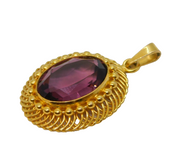 Sharmaine Paris Gold Plated Amethyst Set Drop Pendant Vintage c1960