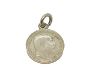 Sterling Silver Edward VII Threepence Coin Charm Pendant Antique 1908