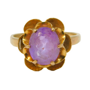 9ct Yellow Gold, Faceted Amethyst Dress Ring Vintage 1975 London