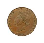 King George IV Copper Half Penny Coin Antique 1827 Fine Condition