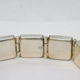 Sterling Silver Modernist Baltic Amber Section Panel Bracelet Vintage London