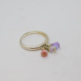 Sterling Silver Pink, Purple & White CZ Charm Dress Ring Modern c2000 Size S