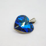 Sterling Silver Blue Vitrail Faceted Crystal Heart Charm Pendant Vintage c1970