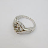 Sterling Silver Diamond Illusion Patterned Dress Ring Modern c2000 Size K 1/2