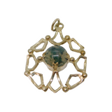 Sterling Silver Cabochon Moss Agate Patterned Charm Pendant Vintage c1970