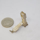 Sterling Silver Opening Grandfather Clock Charm Pendant Vintage c1970