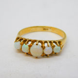 Victorian 18ct Yellow Gold Graduating Opal Dress Ring Antique c1880s