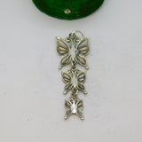 Sterling Silver Triple Butterfly Drop Charm Pendant Vintage c1970