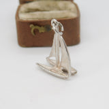 Sterling Silver Catamaran Sailing Boat Charm Pendant Vintage c1970