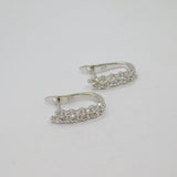 Pair of Sterling Silver Multi-Stone CZ Leverback Stud Earrings Modern c1990