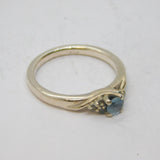 Sterling Silver Blue Topaz & White Sapphire Band Ring Vintage c1980 Size L 1/2