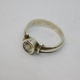 Sterling Silver White Topaz Solitaire Studio Style Ring Vintage c1990 Size L 1/2