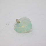 Sterling Silver Opal Effect Faceted Glass Heart Pendant Vintage c1970