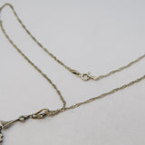 Victorian Sterling Silver Floral Paste Set Drop Pendant Necklace Antique c1890