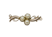 Sterling Silver Triple Pearl Ribbon Form Bar Brooch Pin Vintage c1970