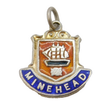 Sterling Silver Enamel Minehead Shield Charm Pendant Vintage c1970