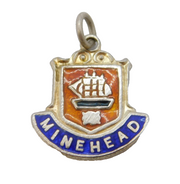 Sterling Silver Enamel Minehead Shield Charm Pendant Vintage c1970