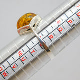 Sterling Silver Baltic Amber Offset Square Contemporary Ring c2000 Size S