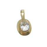 Sterling Silver Oval Faceted White Topaz Charm Or Pendant Modern c1990s