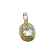 Sterling Silver Oval Faceted White Topaz Charm Or Pendant Modern c1990s