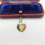 Sterling Silver and Enamel Belgium Travel Shield Charm Pendant Vintage c1970