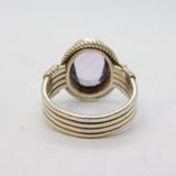 Sterling Silver & Amethyst Set Dress Ring Vintage c1970s