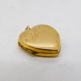9ct Yellow Gold Floral Heart Shaped Locket Pendant Antique c1920s Art Deco