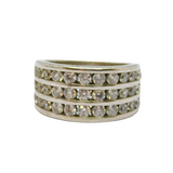 Sterling Silver Three Tier CZ Graduating Band Ring Modern c1990 Size O 1/2